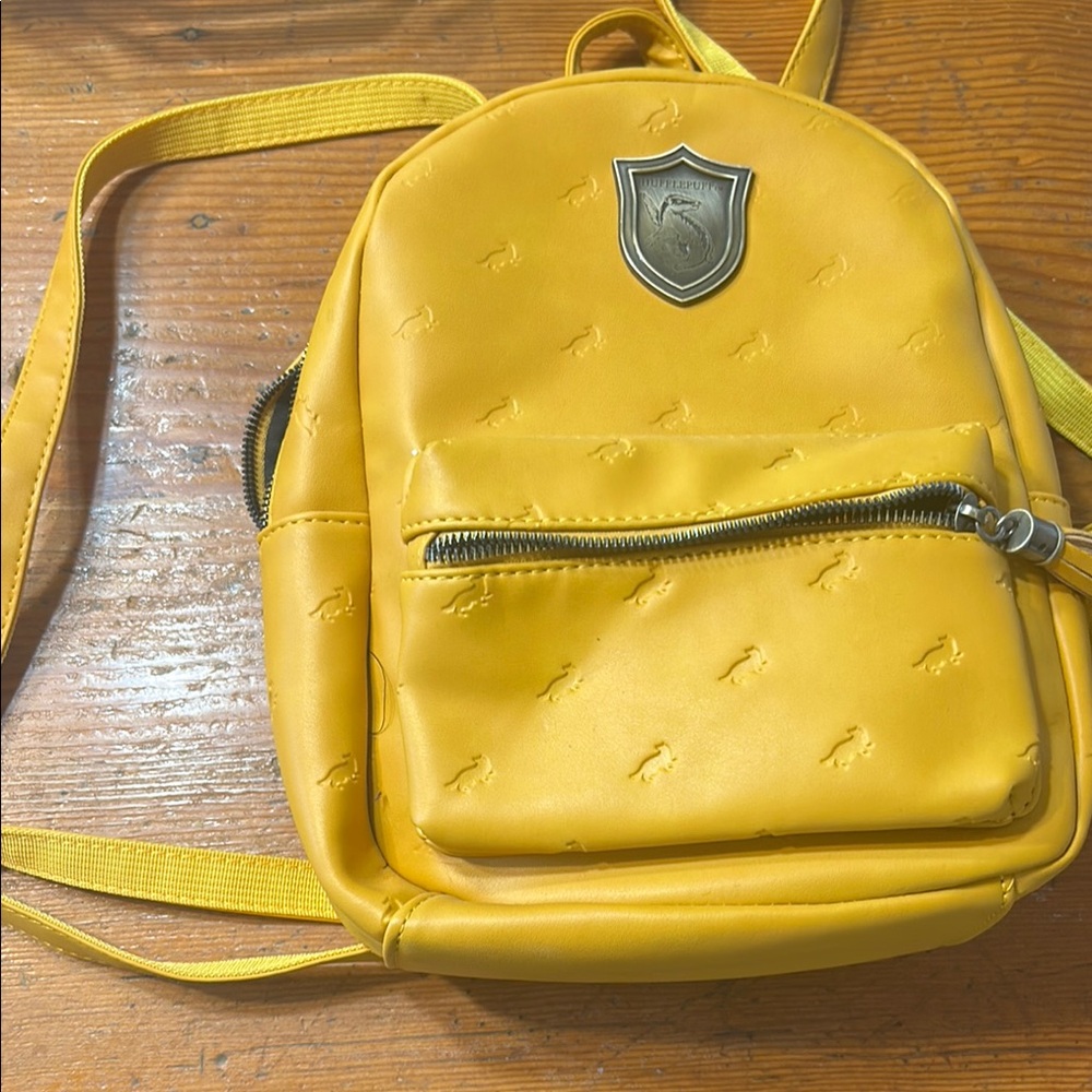 Yellow Mini Backpack with Shield Emblem